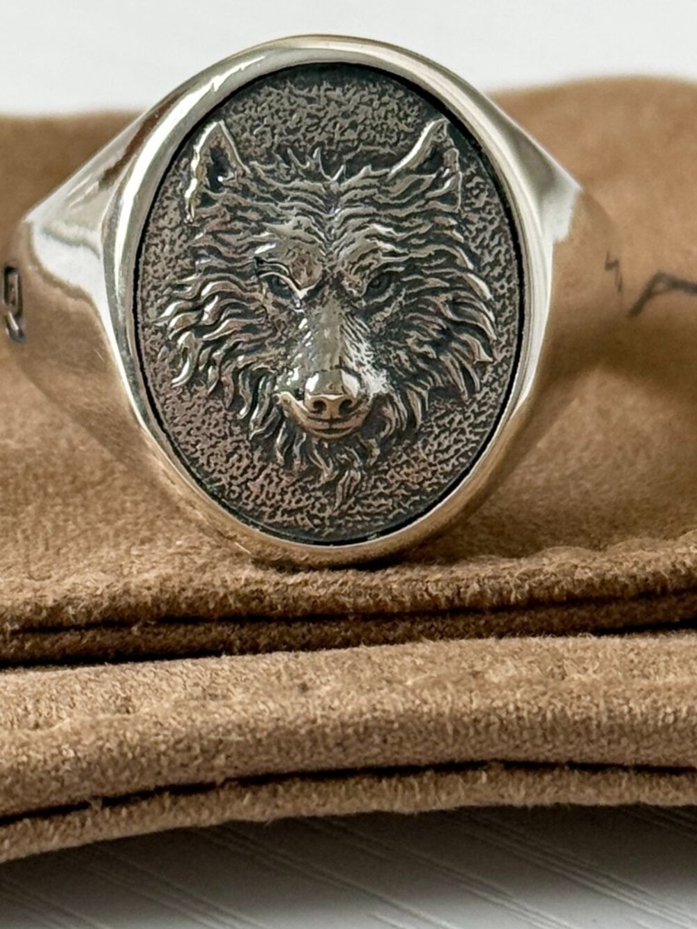 David Yurman Men's Wolf Petrvs Signet Sterling Silver Ring Band